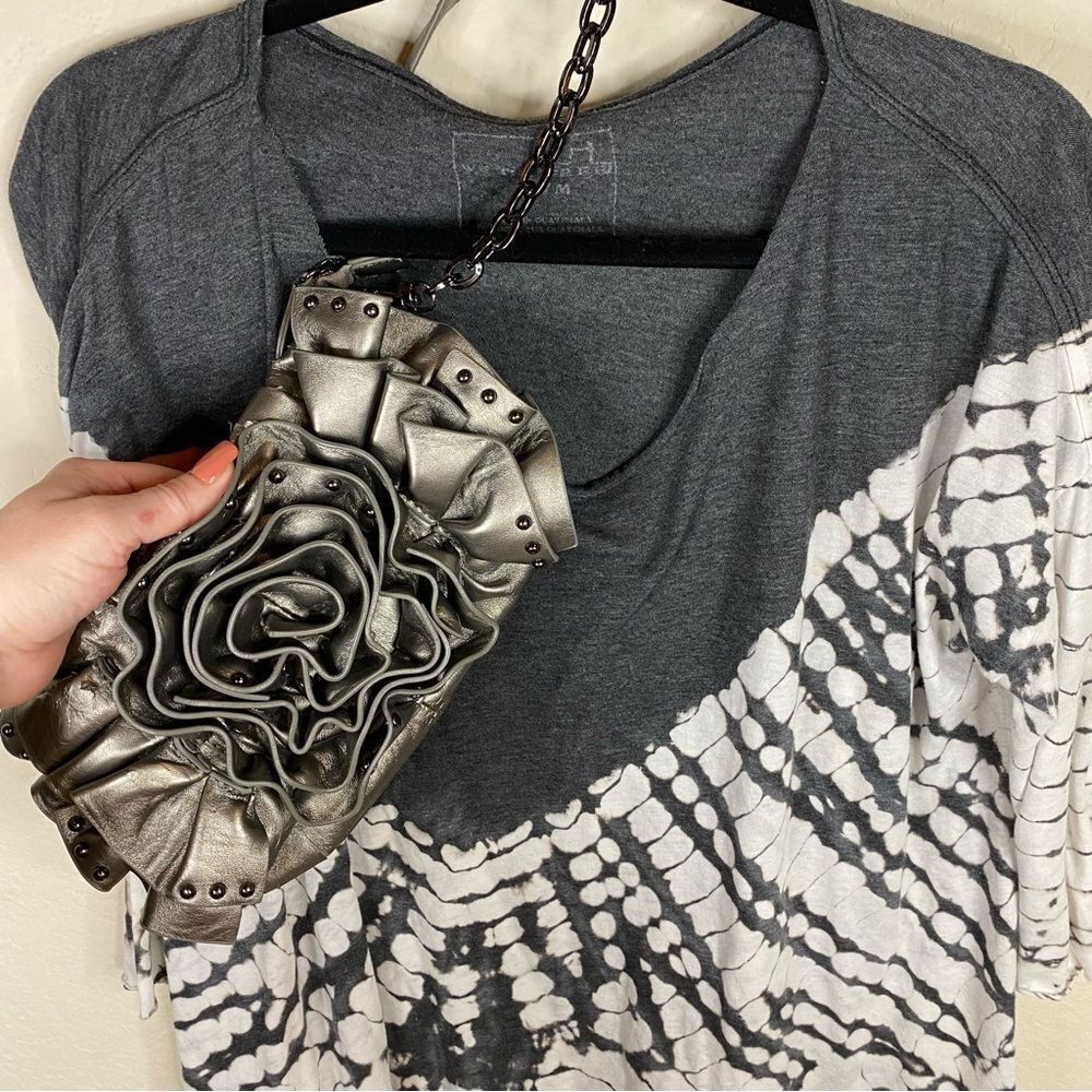 Metallic Silver Ruffled Shoulder Bag - Picture 3 of 10